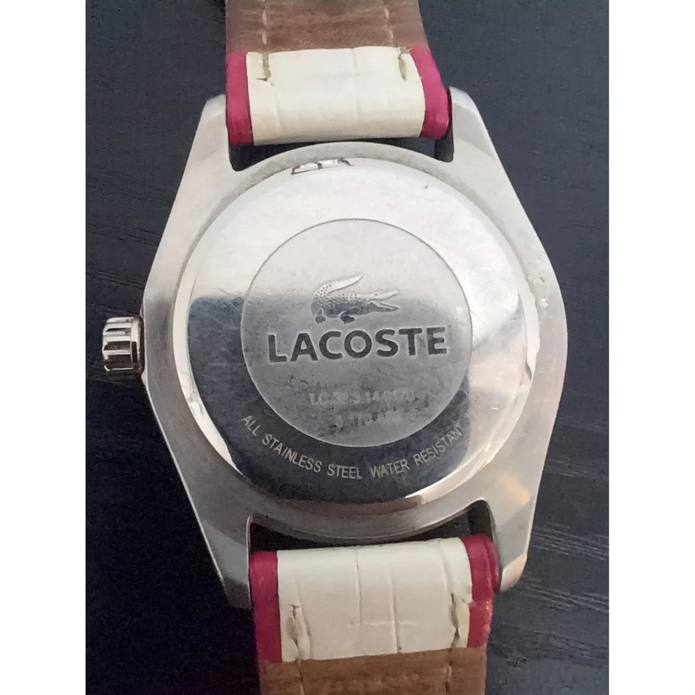 Lacoste Women's Stainless Steel Pink & White Leather‎ Band Watch